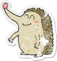 adesivo angosciato retrò di un riccio cartone animato png