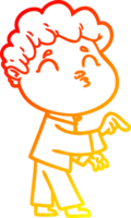 warm gradient line drawing cartoon man pouting png