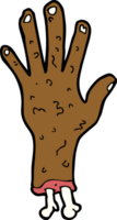 äckligt zombie hand tecknad serie png