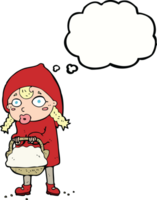 dessin animé du petit chaperon rouge avec bulle de pensée png