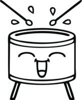 line drawing cartoon of a happy drum png