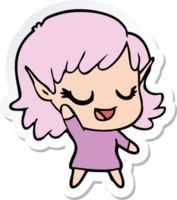 pegatina de una niña elfa feliz de dibujos animados png