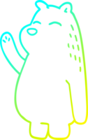 cold gradient line drawing of a cartoon bear waving png