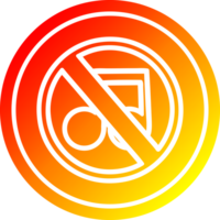 Nein Musik- kreisförmig Symbol mit warm Gradient Fertig png