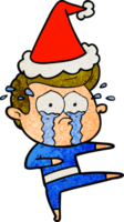 mano dibujado texturizado dibujos animados de un llorando bailarín vistiendo Papa Noel sombrero png