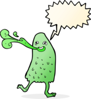 cartoon funny slime monster with speech bubble png