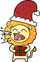 cartoon roaring lion with gift png