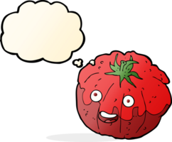 desenho animado tomate feliz com balão de pensamento png