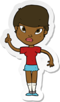 sticker of a cartoon woman with idea png