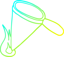 cold gradient line drawing of a cartoon magnifying glass png