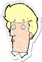 retro noodlijdende sticker van een cartoon verraste uitdrukking png