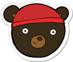 pegatina de una cara de oso negro de dibujos animados png