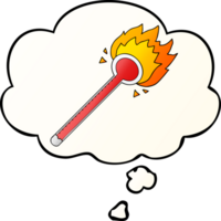 cartoon thermometer with thought bubble in smooth gradient style png