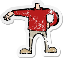 retro distressed sticker of a cartoon male boy making gesture png