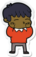 sticker of a cartoon curious boy png