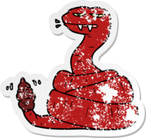 distressed sticker of a cartoon angry rattlesnake png