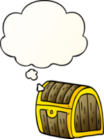 cartoon treasure chest with thought bubble in smooth gradient style png