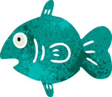 mano dibujado retro dibujos animados garabatear de un marina pescado png