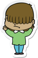 sticker of a cartoon boy with untidy hair png