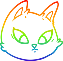 rainbow gradient line drawing of a cartoon cat face png