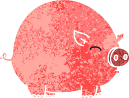 retro illustration style quirky cartoon pig png