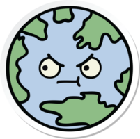 sticker of a cute cartoon planet earth png