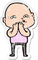 distressed sticker of a cartoon nervous man png