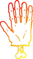 warm helling lijn tekening van een tekenfilm zombie hand- png