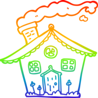 rainbow gradient line drawing of a cartoon house png