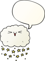 happy cartoon cloud with speech bubble in smooth gradient style png