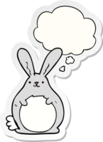cartoon rabbit with thought bubble as a printed sticker png