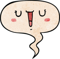 happy cartoon face with speech bubble in retro texture style png