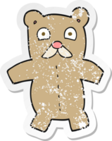 retro distressed sticker of a cartoon teddy bear png