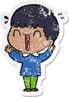 distressed sticker of a laughing cartoon man png