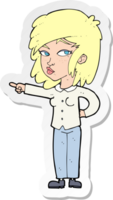 sticker of a cartoon woman pointing png