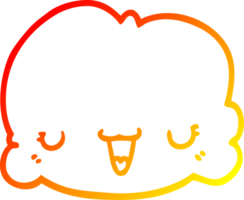 warm gradient line drawing of a cute cartoon cloud png