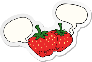 dessin animé des fraises avec discours bulle autocollant png