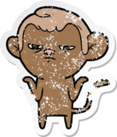 distressed sticker of a cartoon monkey png