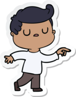 sticker of a cartoon aloof man pointing finger png