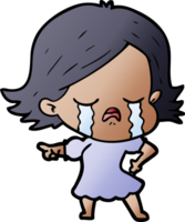 tecknad serie flicka gråt och pekande png