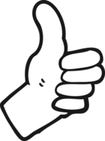 drawn black and white cartoon thumbs up sign png