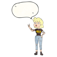 speech bubble textured cartoon rocker girl png