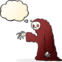 cartoon spooky halloween costume with thought bubble png