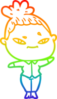 rainbow gradient line drawing of a cartoon woman png