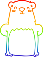 rainbow gradient line drawing of a cartoon bear png