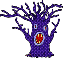 dessin animé doodle arbre effrayant png