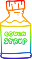 rainbow gradient line drawing of a cartoon cough syrup png
