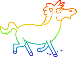 rainbow gradient line drawing of a cartoon running horse png