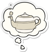 cartoon teapot with thought bubble as a printed sticker png