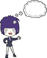 cartoon vampire girl with thought bubble png